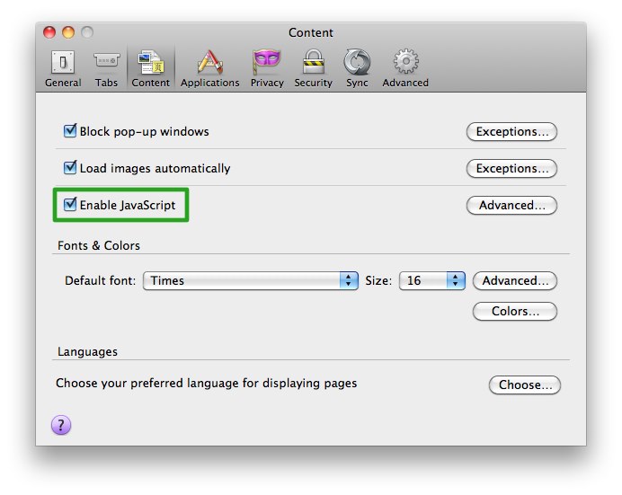 ภาพประกอบ วิธีการเปิดใช้งาน JavaScript ใน Browser Firefox